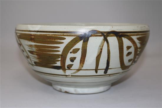 A Winchcombe Pottery bowl attributed to Michael Cardew, dia. 9.75in(-)